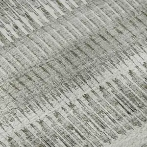 Photo of Ivory And Gray Striped Washable Area Rug With UV Protection