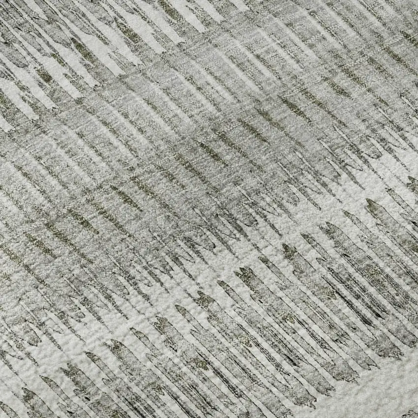 Ivory And Gray Striped Washable Area Rug With UV Protection Photo 9