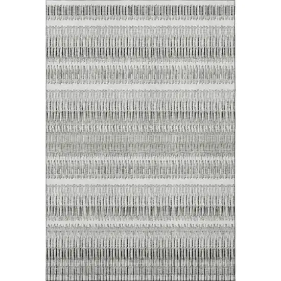 Ivory And Gray Striped Washable Area Rug With UV Protection Photo 3