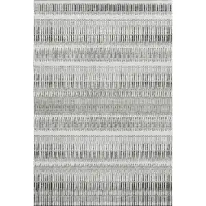 Photo of Ivory And Gray Striped Washable Area Rug With UV Protection