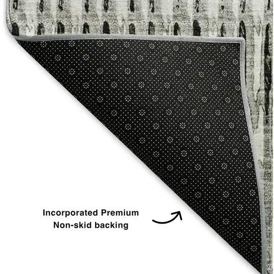 Ivory And Gray Striped Washable Area Rug With UV Protection Photo 7