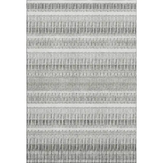 Ivory And Gray Striped Washable Area Rug With UV Protection Photo 1