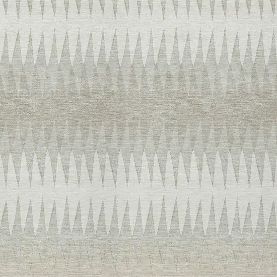 Ivory And Gray Striped Washable Indoor Outdoor Area Rug Photo 6