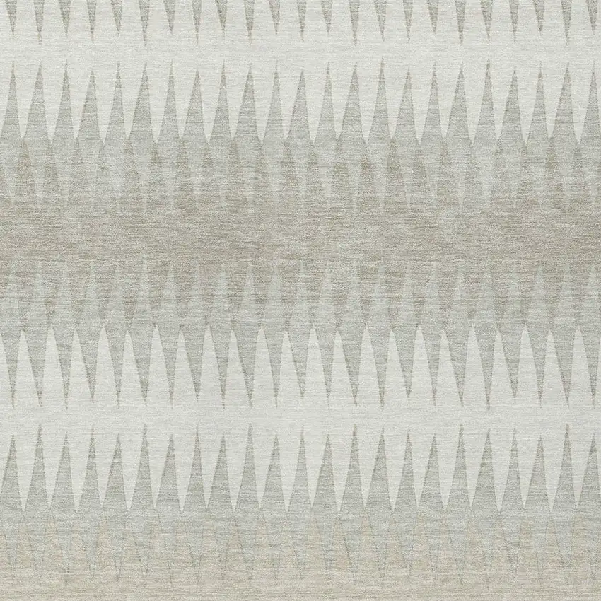 Ivory And Gray Striped Washable Indoor Outdoor Area Rug Photo 6