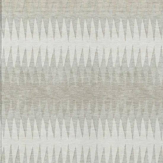 Ivory And Gray Striped Washable Indoor Outdoor Area Rug Photo 6