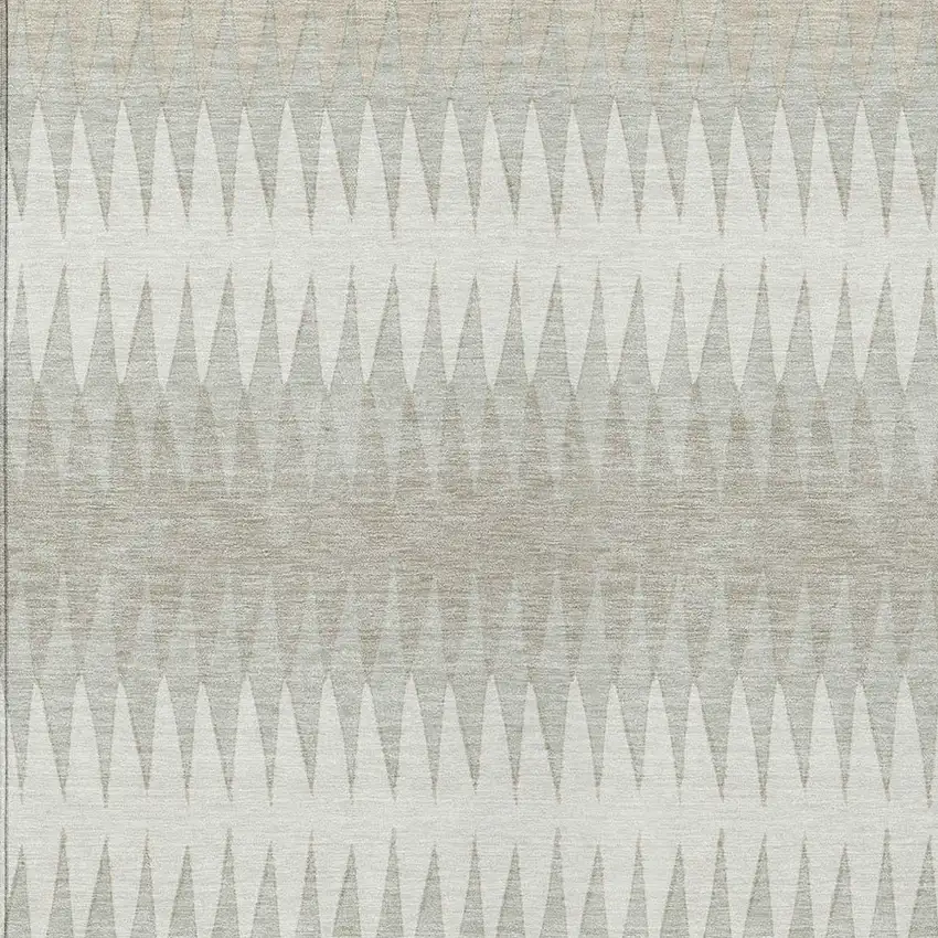 Ivory And Gray Striped Washable Indoor Outdoor Area Rug Photo 6