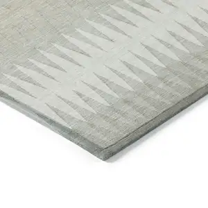 Photo of Ivory And Gray Striped Washable Indoor Outdoor Area Rug