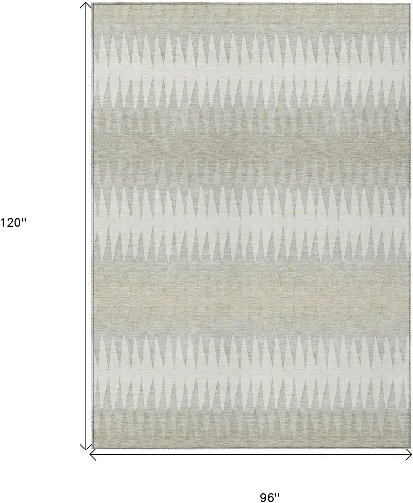 Ivory And Gray Striped Washable Indoor Outdoor Area Rug Photo 3