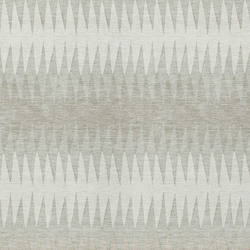 Ivory And Gray Striped Washable Indoor Outdoor Area Rug Photo 6