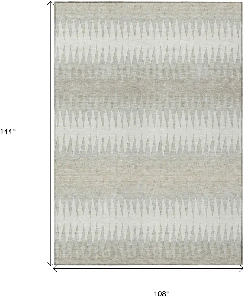 Ivory And Gray Striped Washable Indoor Outdoor Area Rug Photo 3