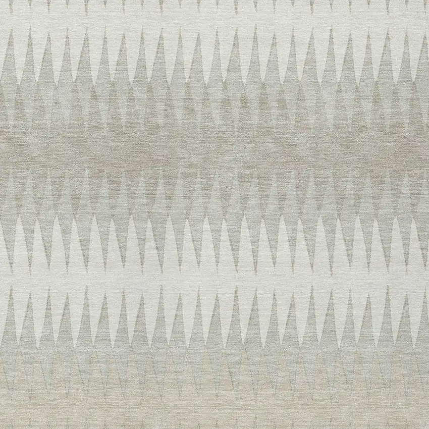 Ivory And Gray Striped Washable Indoor Outdoor Area Rug Photo 6