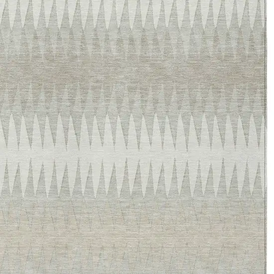 Ivory And Gray Striped Washable Indoor Outdoor Area Rug Photo 6