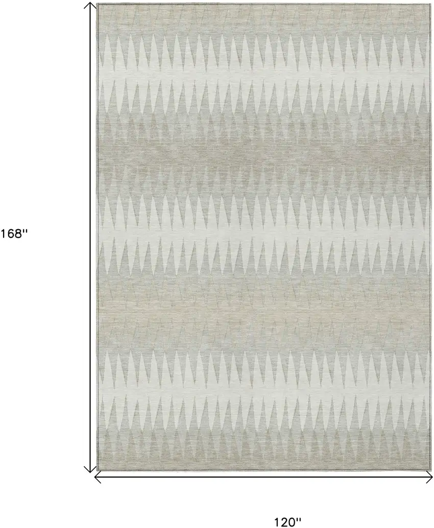 Ivory And Gray Striped Washable Indoor Outdoor Area Rug Photo 3