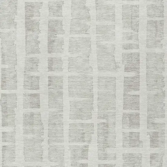 Ivory And Gray Striped Washable Indoor Outdoor Area Rug Photo 6