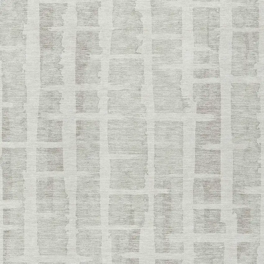 Ivory And Gray Striped Washable Indoor Outdoor Area Rug Photo 6