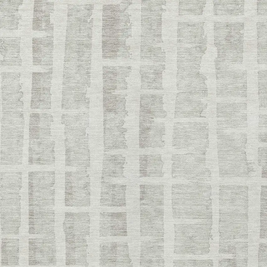 Ivory And Gray Striped Washable Indoor Outdoor Area Rug Photo 6