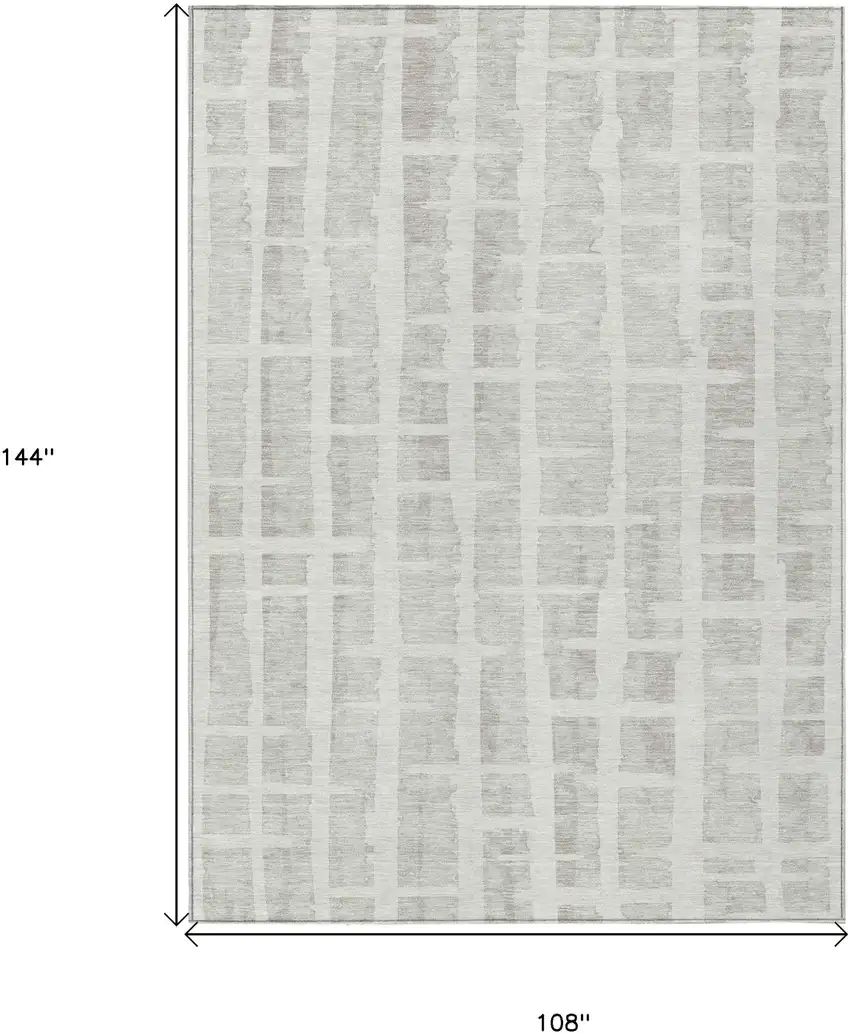 Ivory And Gray Striped Washable Indoor Outdoor Area Rug Photo 3