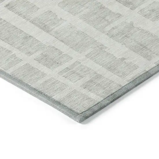 Ivory And Gray Striped Washable Indoor Outdoor Area Rug Photo 5