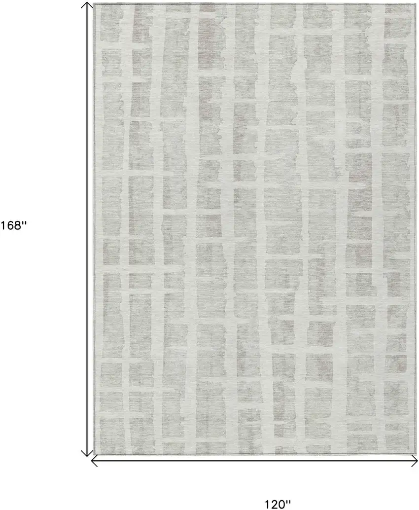 Ivory And Gray Striped Washable Indoor Outdoor Area Rug Photo 3
