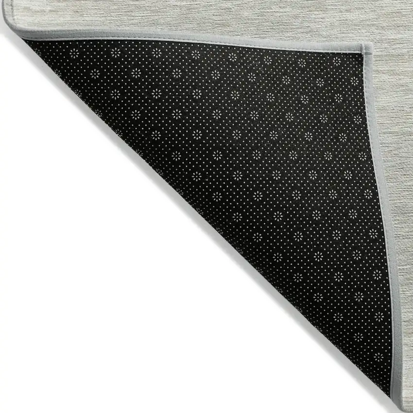 Ivory And Gray Striped Washable Indoor Outdoor Area Rug Photo 4