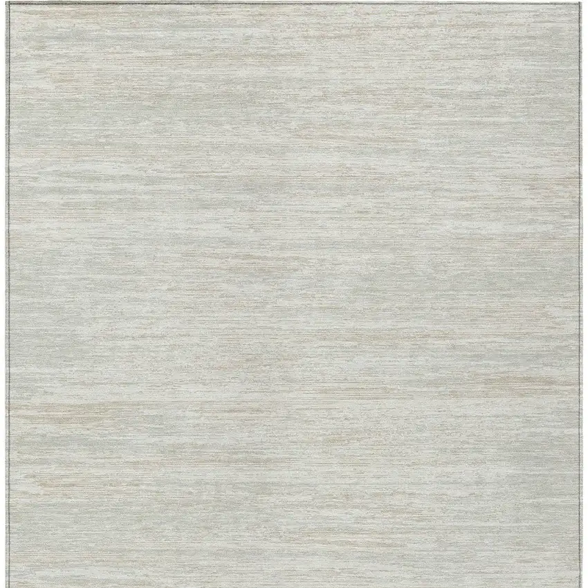 Ivory And Gray Striped Washable Indoor Outdoor Area Rug Photo 7