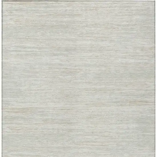 Ivory And Gray Striped Washable Indoor Outdoor Area Rug Photo 7