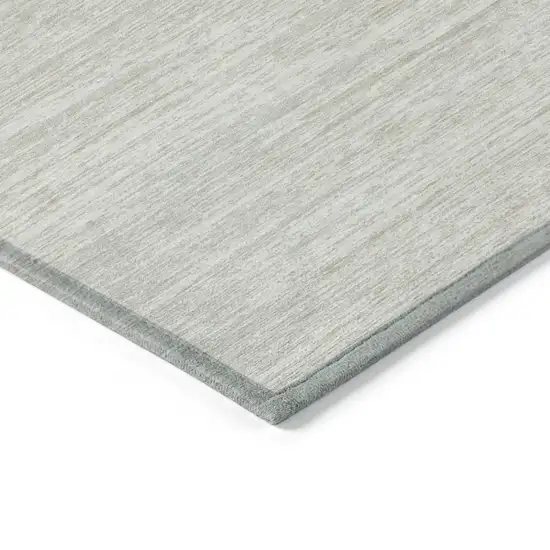 Ivory And Gray Striped Washable Indoor Outdoor Area Rug Photo 5