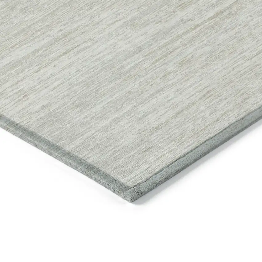 Ivory And Gray Striped Washable Indoor Outdoor Area Rug Photo 5