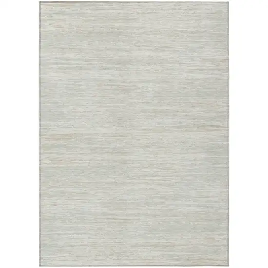 Ivory And Gray Striped Washable Indoor Outdoor Area Rug Photo 2