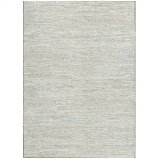 Ivory And Gray Striped Washable Indoor Outdoor Area Rug Photo 6