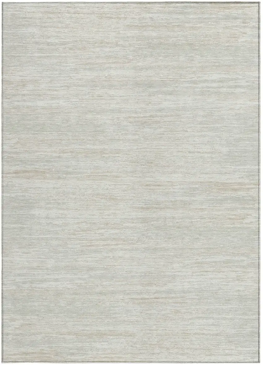Ivory And Gray Striped Washable Indoor Outdoor Area Rug Photo 6