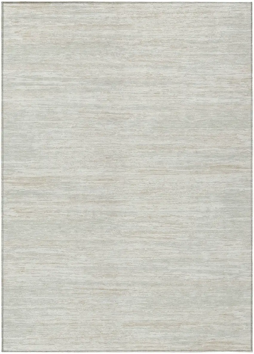 Ivory And Gray Striped Washable Indoor Outdoor Area Rug Photo 2