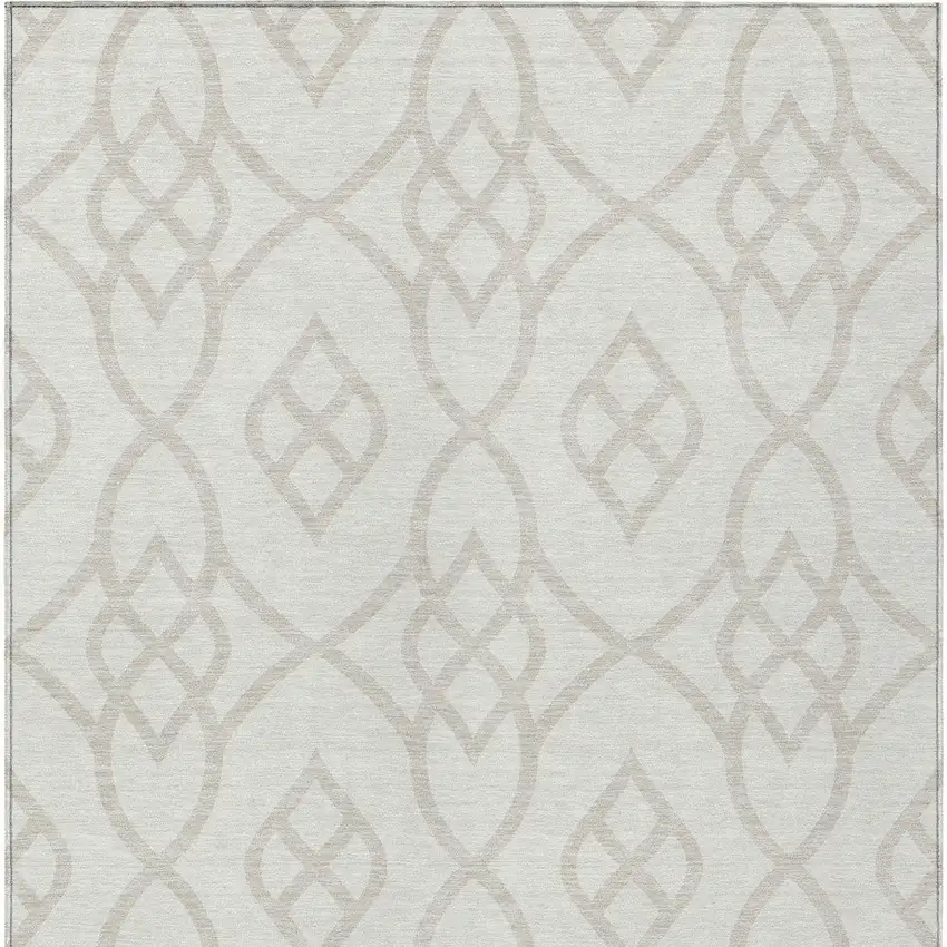 Ivory And Gray Trellis Washable Indoor Outdoor Area Rug Photo 6