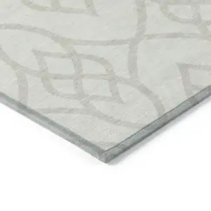 Photo of Ivory And Gray Trellis Washable Indoor Outdoor Area Rug