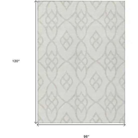 Ivory And Gray Trellis Washable Indoor Outdoor Area Rug Photo 3