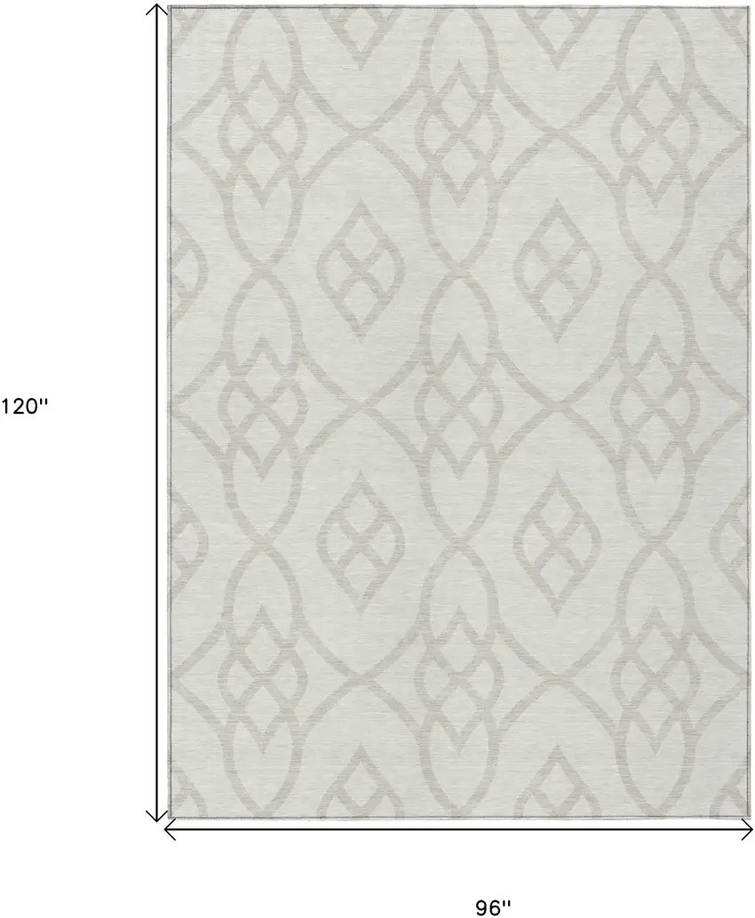 Ivory And Gray Trellis Washable Indoor Outdoor Area Rug Photo 3