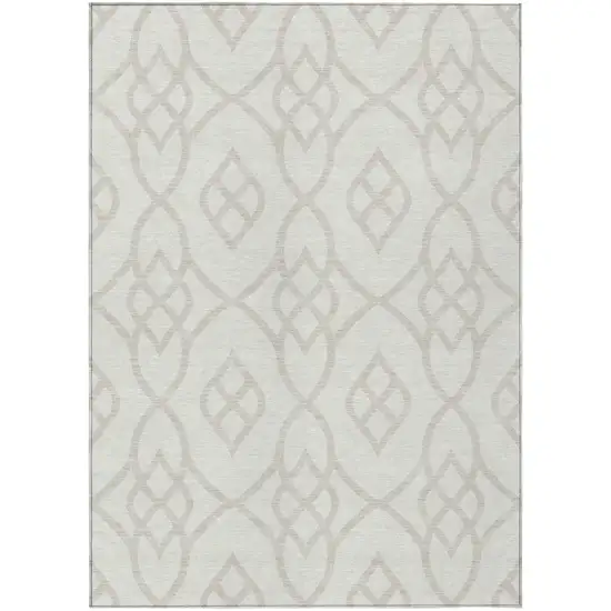 Ivory And Gray Trellis Washable Indoor Outdoor Area Rug Photo 2