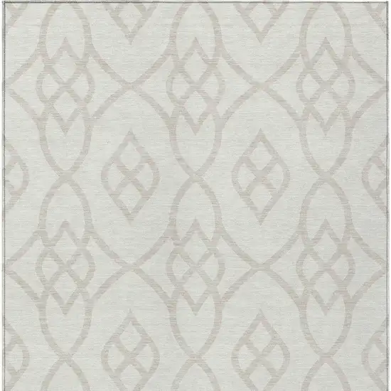 Ivory And Gray Trellis Washable Indoor Outdoor Area Rug Photo 7
