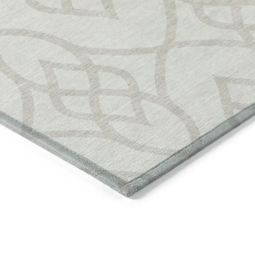 Ivory And Gray Trellis Washable Indoor Outdoor Area Rug Photo 5