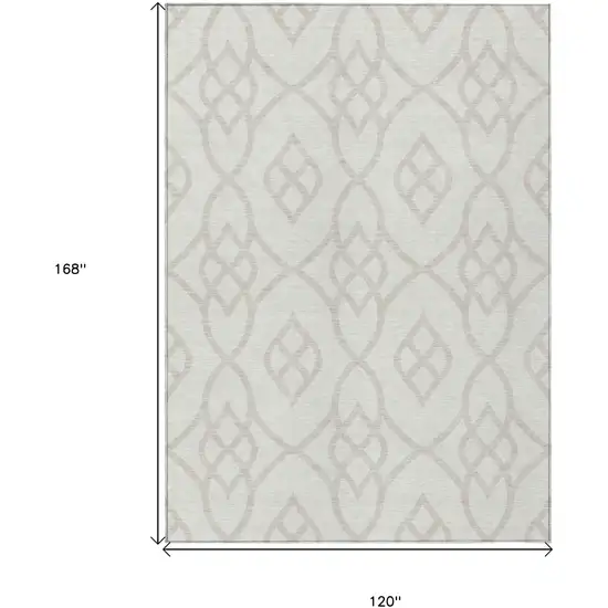 Ivory And Gray Trellis Washable Indoor Outdoor Area Rug Photo 3