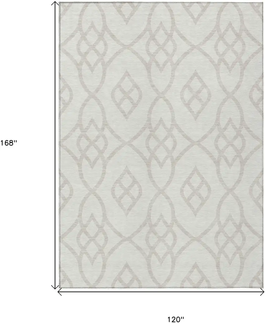 Ivory And Gray Trellis Washable Indoor Outdoor Area Rug Photo 3