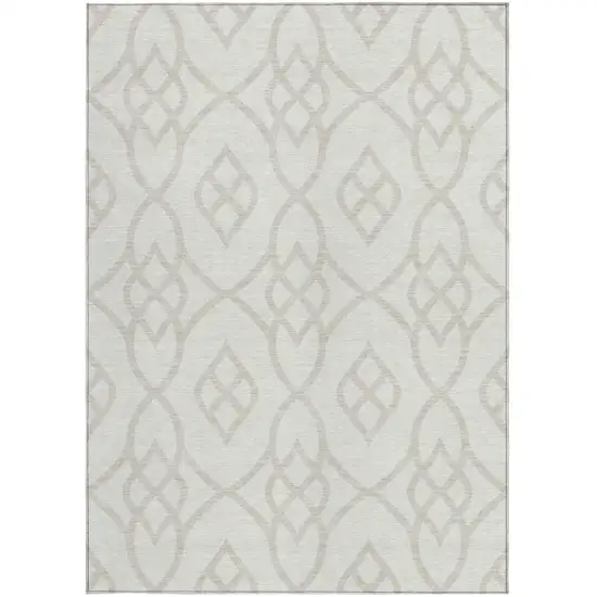 Ivory And Gray Trellis Washable Indoor Outdoor Area Rug Photo 7