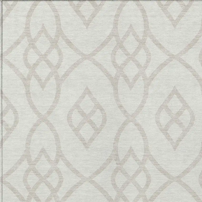 Ivory And Gray Trellis Washable Indoor Outdoor Area Rug Photo 6