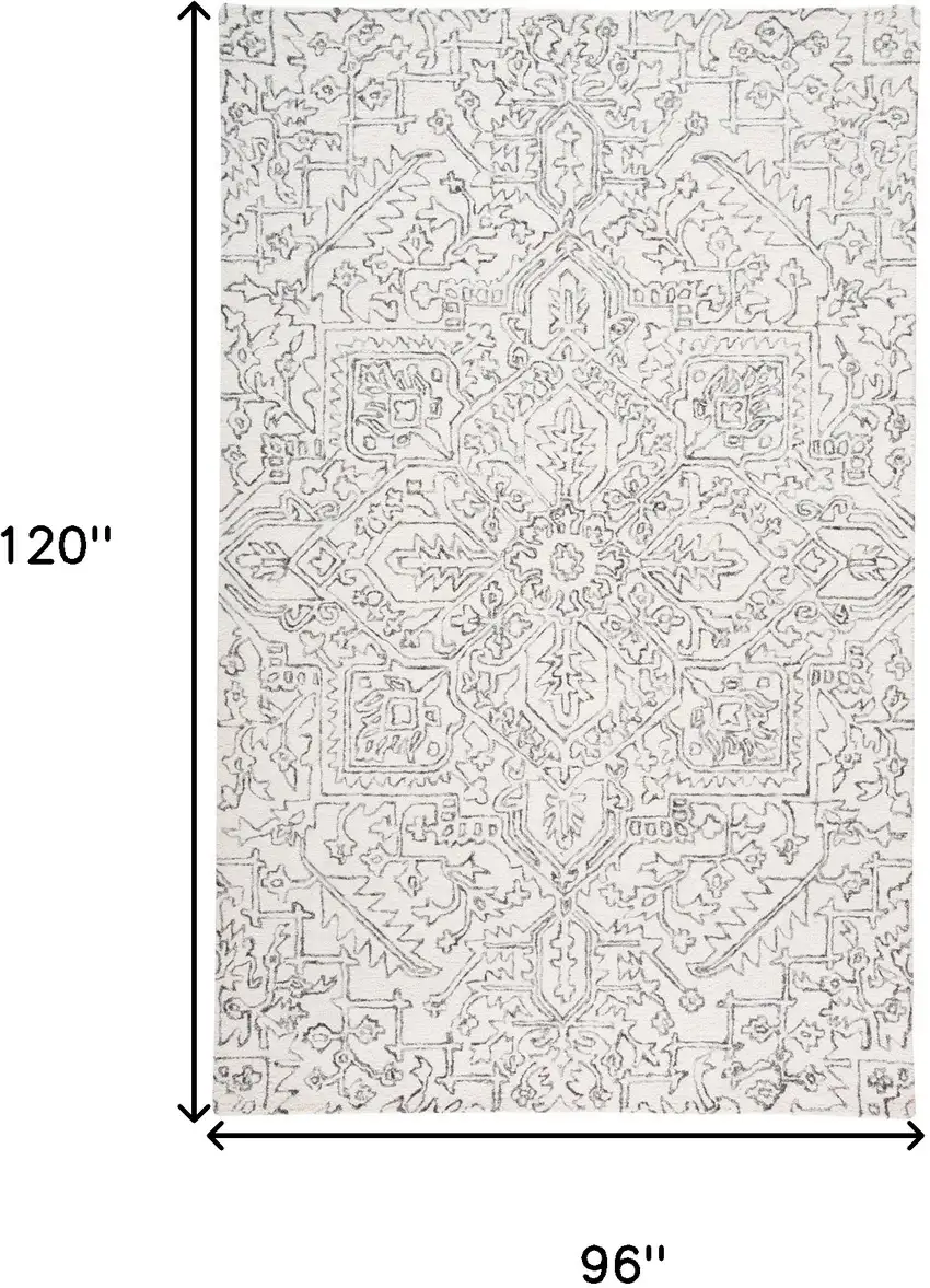 Ivory And Gray Wool Floral Tufted Handmade Stain Resistant Area Rug Photo 4