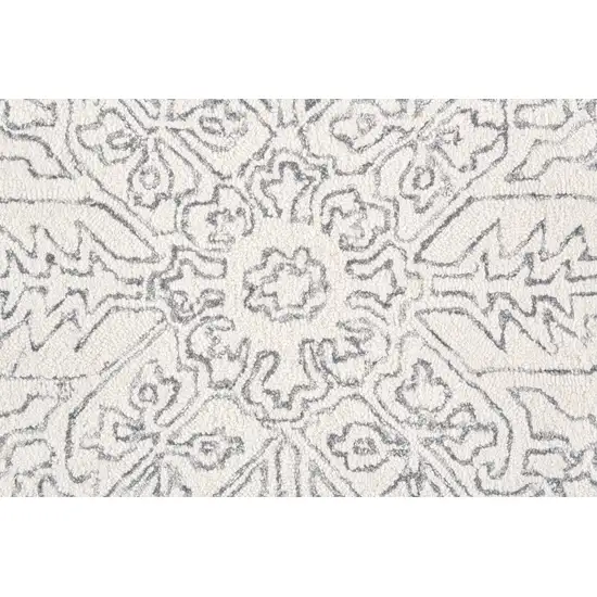 Ivory And Gray Wool Floral Tufted Handmade Stain Resistant Area Rug Photo 9