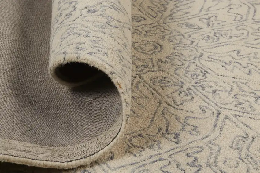Ivory And Gray Wool Floral Tufted Handmade Stain Resistant Area Rug Photo 5