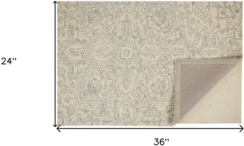 Ivory And Gray Wool Floral Tufted Handmade Stain Resistant Area Rug Photo 8