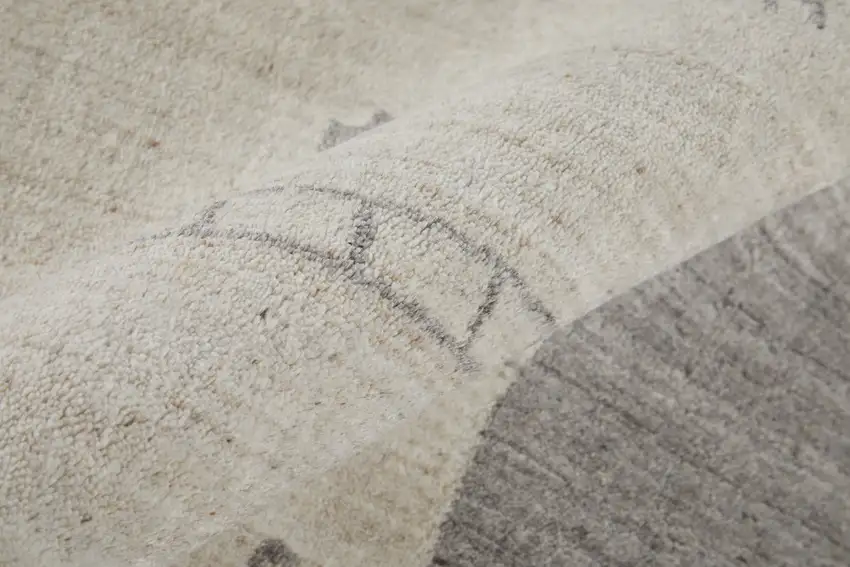 Ivory And Gray Wool Hand Knotted Stain Resistant Area Rug Photo 9