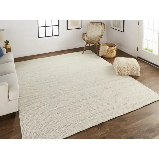 Ivory And Gray Wool Hand Woven Stain Resistant Area Rug Photo 6