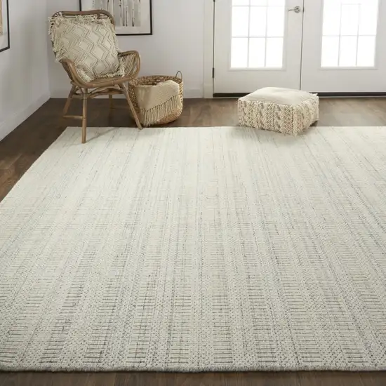Ivory And Gray Wool Hand Woven Stain Resistant Area Rug Photo 7